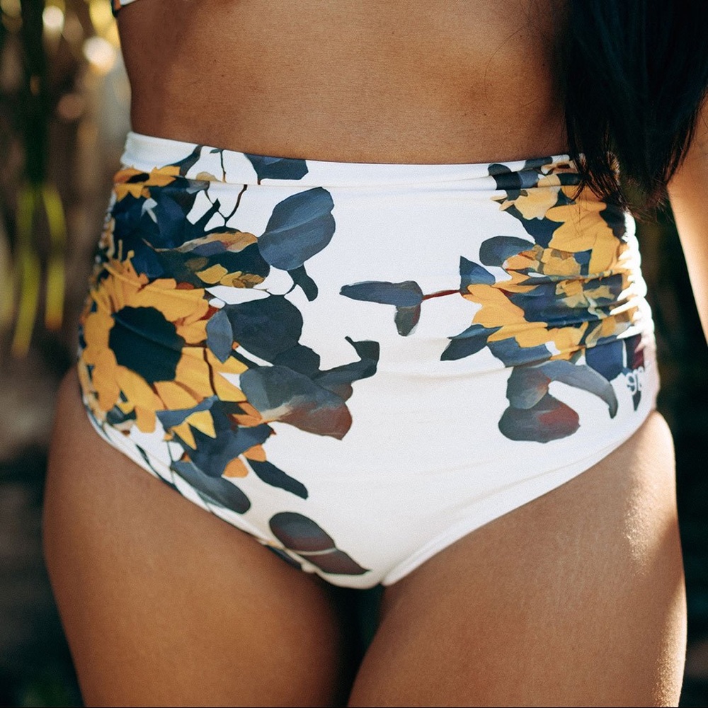 Albion SUNFLOWER RUCHED HIGH-WAISTED BOTTOMS